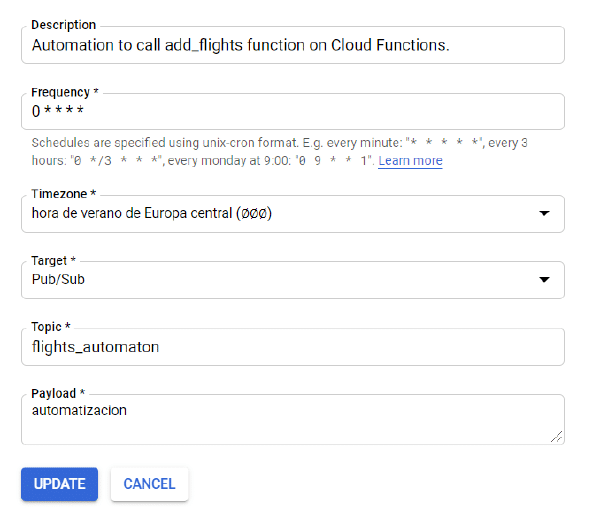 Configurar Cloud Scheduler para automatizar función de Cloud Functions