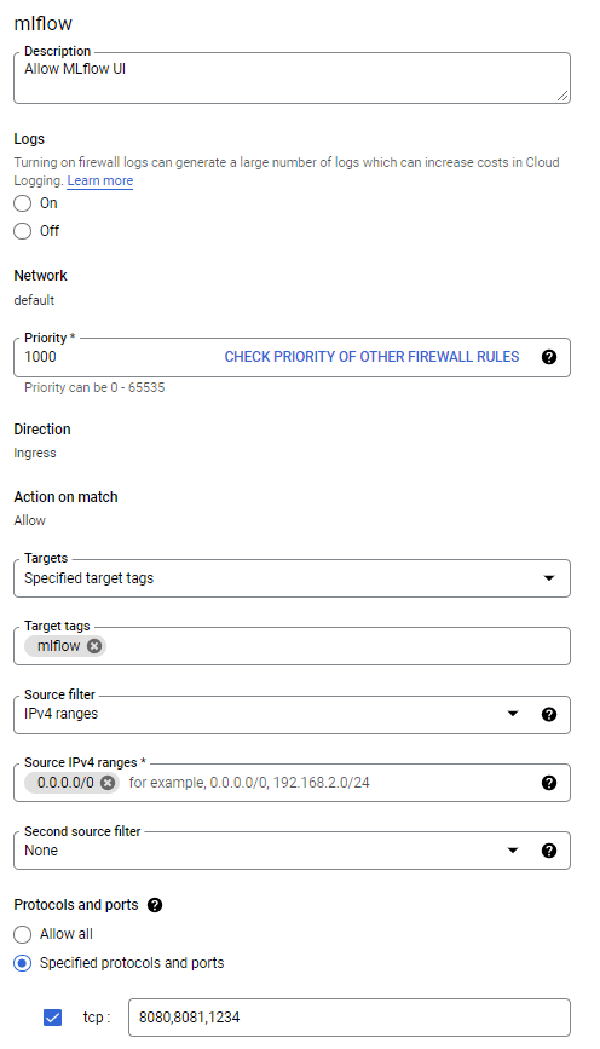 Regla de Firewall para VM